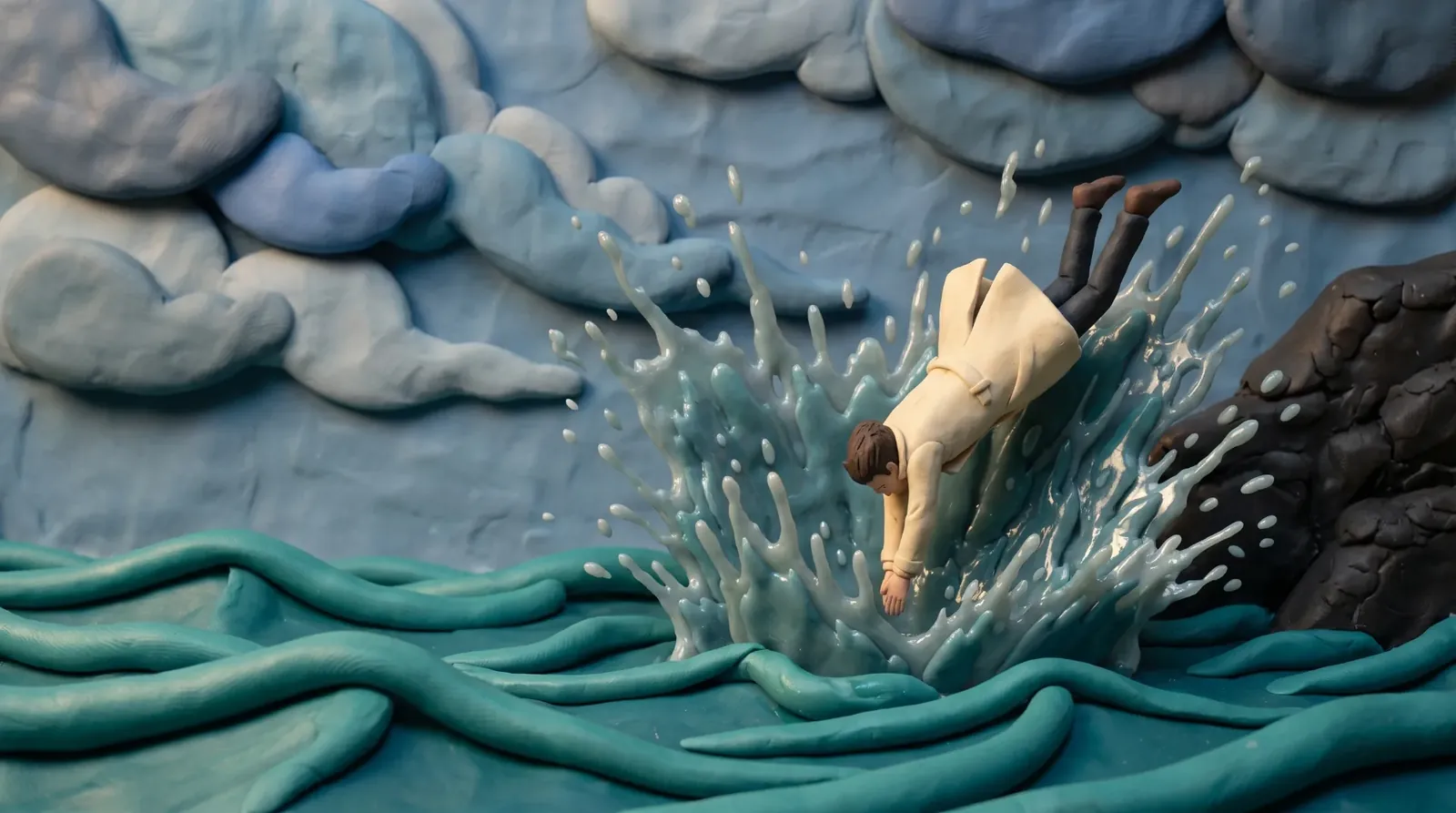 The splash, stop-motion clay